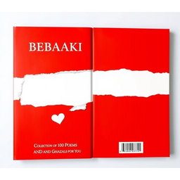 A book cover design featuring a vibrant red color for both the front and back, with a striking white middle section on both