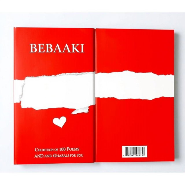 A book cover design featuring a vibrant red color for both the front and back, with a striking white middle section on both