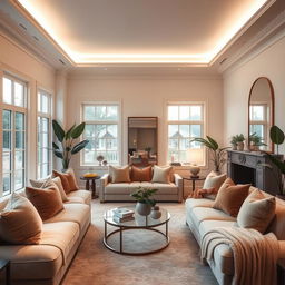 A beautifully redesigned interior space that maintains the original arrangement of furniture and objects, yet feels more illuminated, tranquil, welcoming, luxurious, and spacious