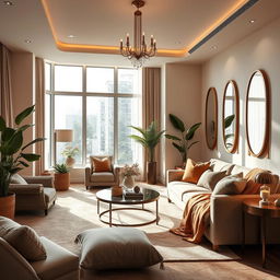 A beautifully redesigned interior space that maintains the original arrangement of furniture and objects, yet feels more illuminated, tranquil, welcoming, luxurious, and spacious