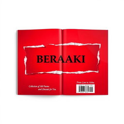 A visually striking book cover design with a bold red color for both the front and back, featuring a prominent white middle section on both
