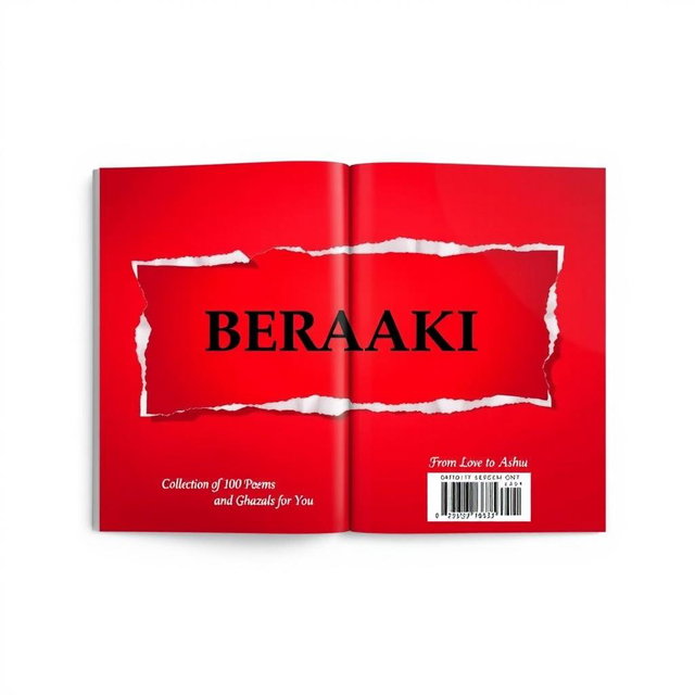 A visually striking book cover design with a bold red color for both the front and back, featuring a prominent white middle section on both