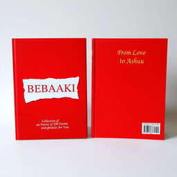 A visually striking book cover design with a bold red color for both the front and back, featuring a prominent white middle section on both