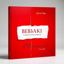 A visually striking book cover design with a bold red color for both the front and back, featuring a prominent white middle section on both