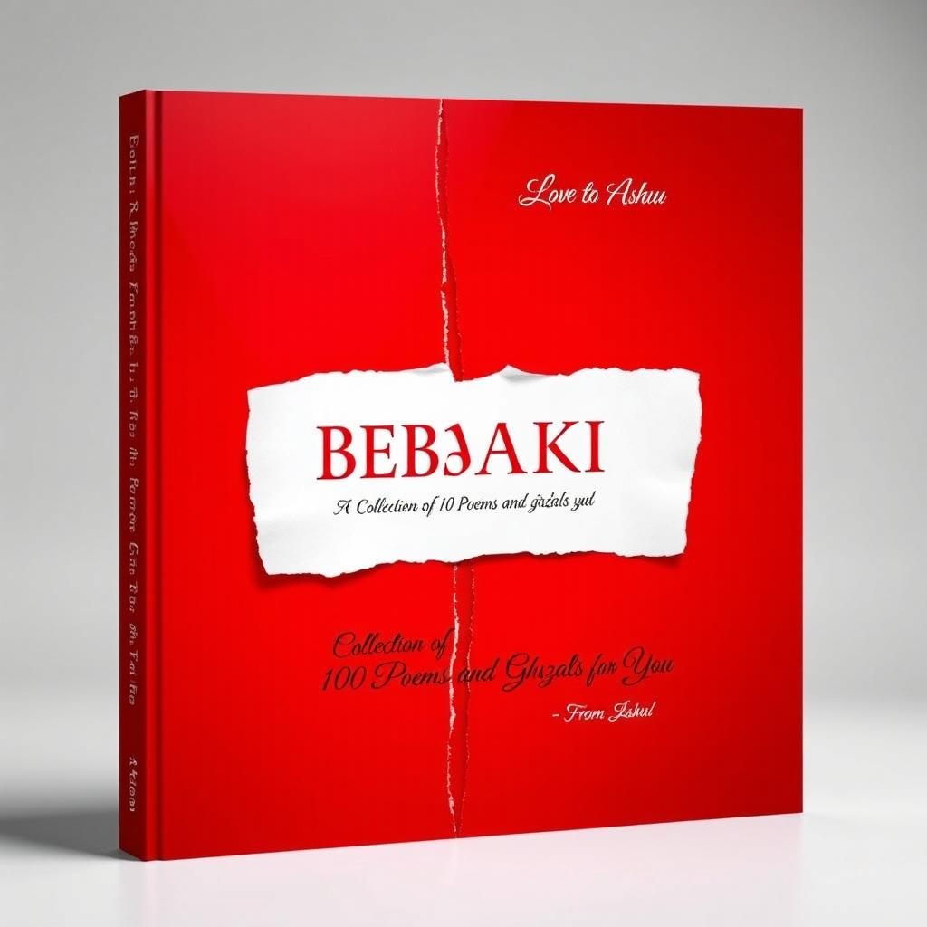 A visually striking book cover design with a bold red color for both the front and back, featuring a prominent white middle section on both