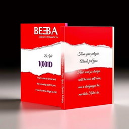 A vibrant A5 book cover design featuring a bright red color for both the front and back with a clear white middle section running along the spine