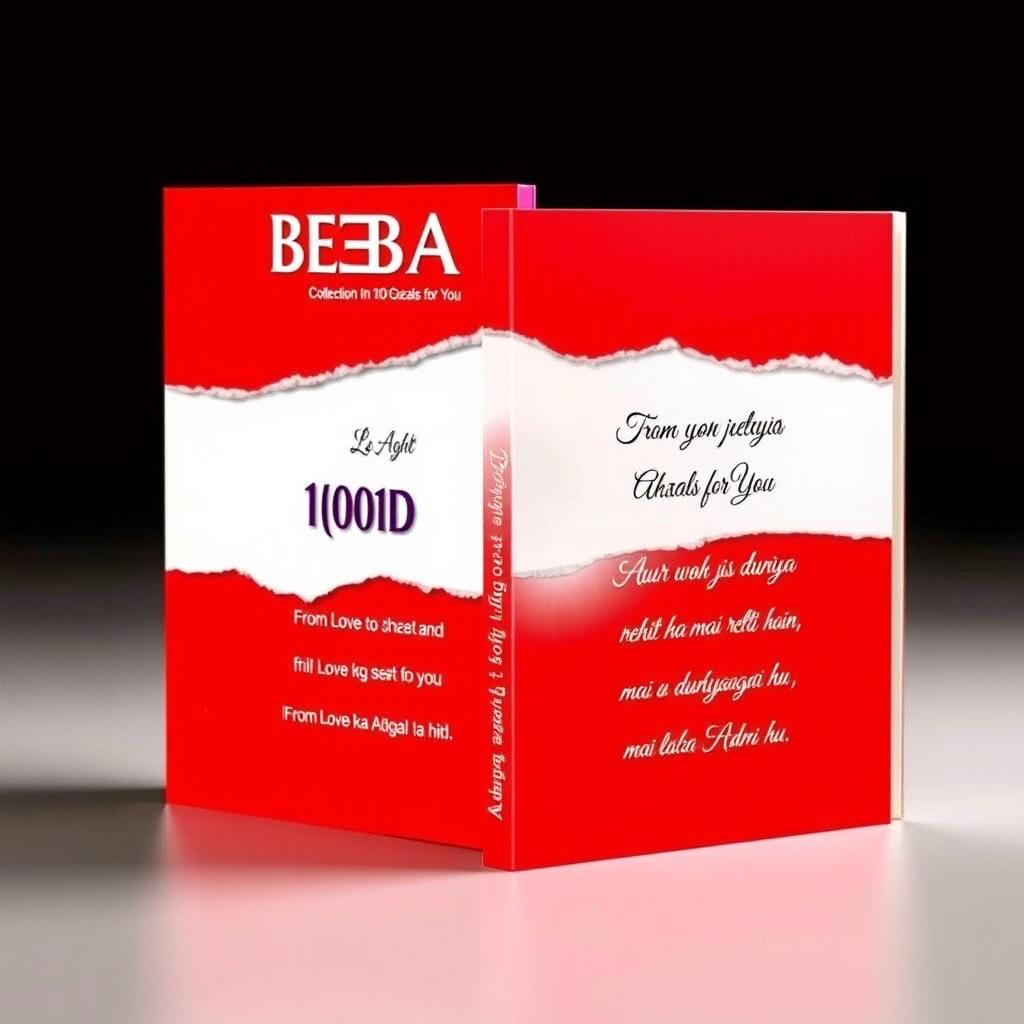 A vibrant A5 book cover design featuring a bright red color for both the front and back with a clear white middle section running along the spine