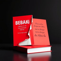 A vibrant A5 book cover design featuring a bright red color for both the front and back with a clear white middle section running along the spine