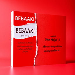 A vibrant A5 book cover design featuring a bright red color for both the front and back with a clear white middle section running along the spine
