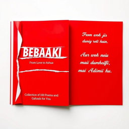 A vibrant A5 book cover design featuring a bright red color for both the front and back with a clear white middle section running along the spine