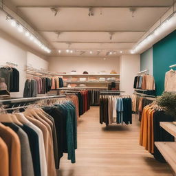 A bustling clothing store filled with stylish and colorful apparel arranged on racks and shelves under efficient lighting.