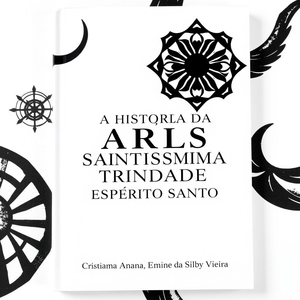 A minimalist book cover design featuring a clean white background with striking black illustrations