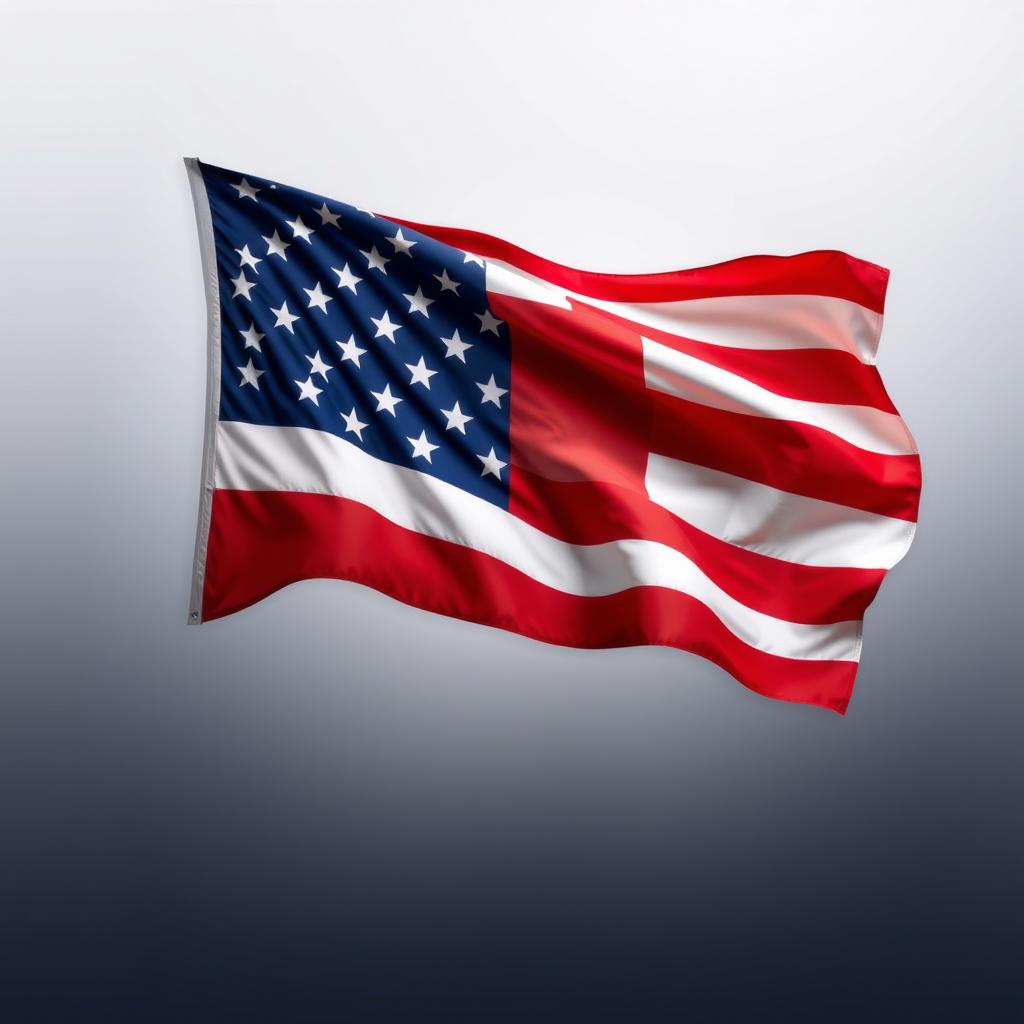 A striking poster featuring the American flag, showcased prominently in the center