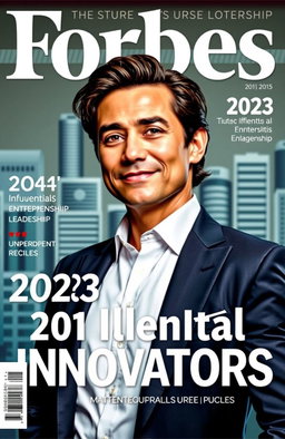 A Forbes magazine cover featuring a confident, professional individual exuding charisma and success