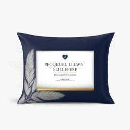 A premium pillow packaging design for a pillow filled with goose down feathers