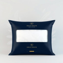 A premium pillow packaging design for a pillow filled with goose down feathers