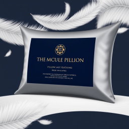 A premium pillow packaging design for a pillow filled with goose down feathers