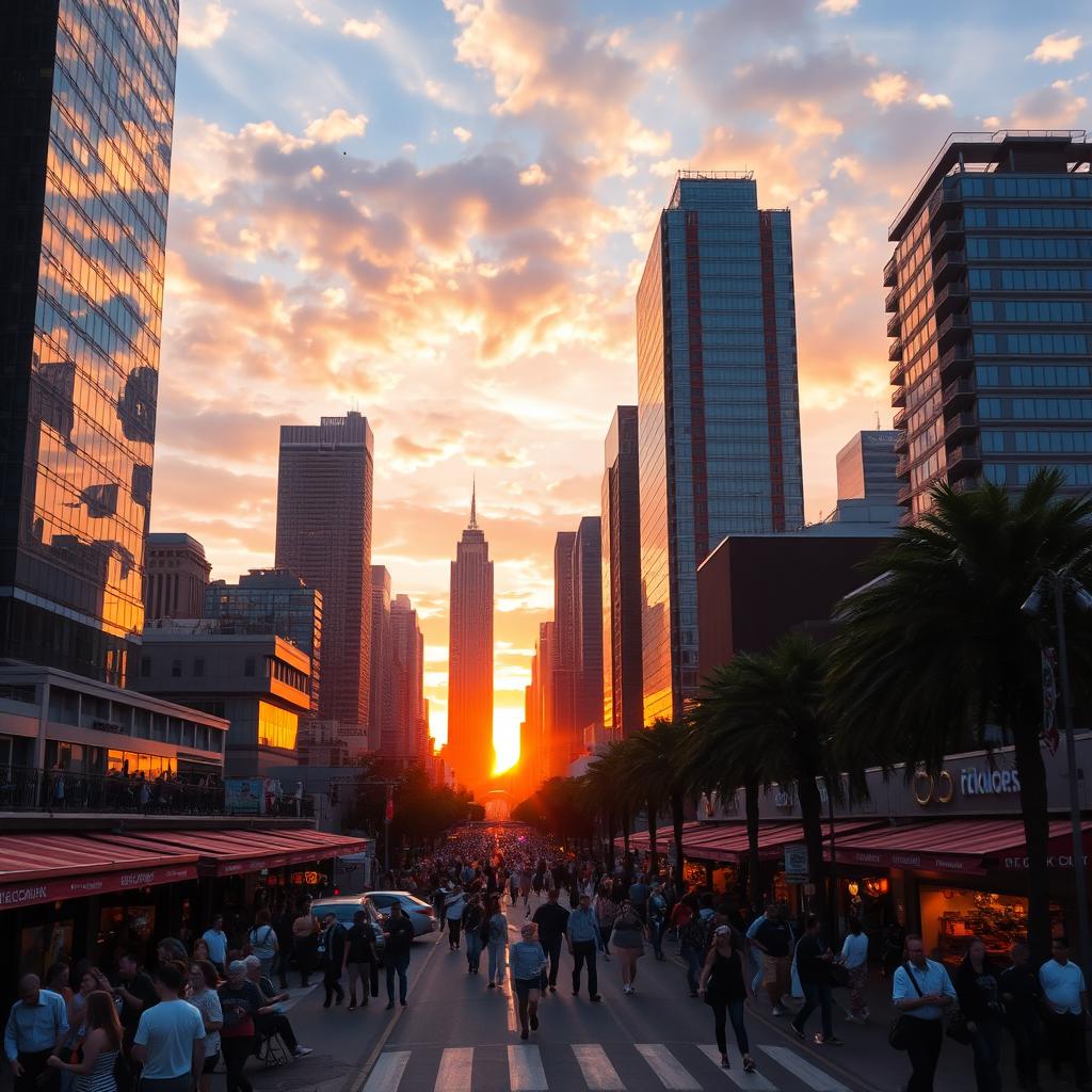 Breathtaking City Skyline at Sunset