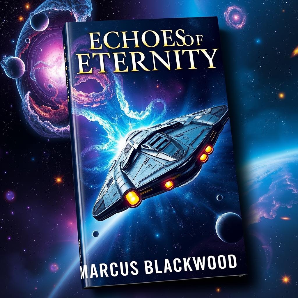 A captivating book cover for 'Echoes of Eternity' by Marcus Blackwood