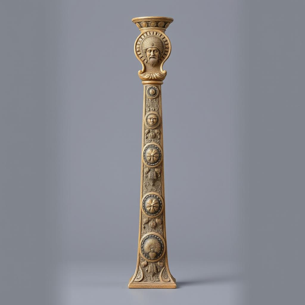 A tall standing handle featuring intricate designs inspired by the ancient Persian king Cyrus the Great (کوروش)