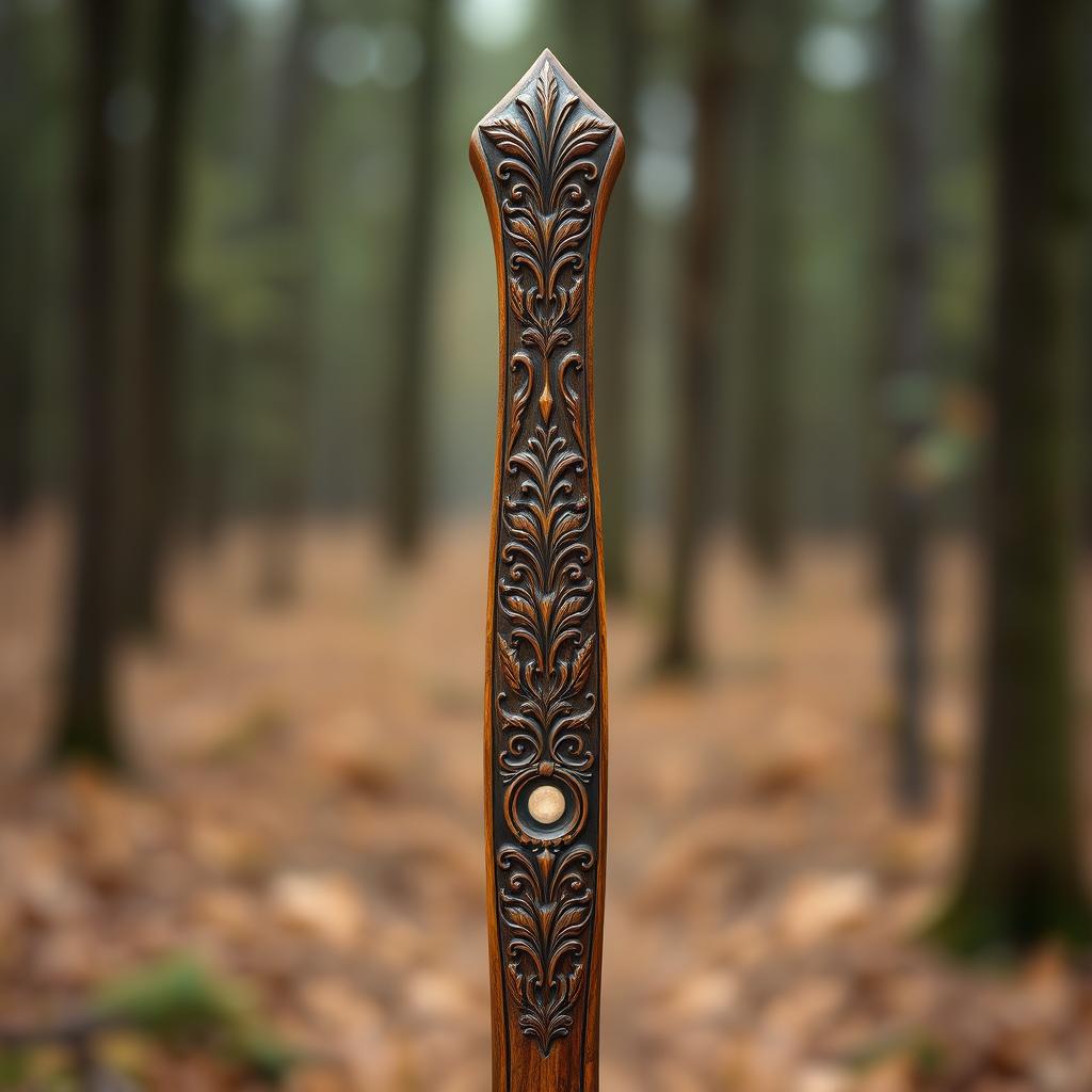 A tall standing handle featuring intricate designs inspired by Artemis, the Greek goddess of the hunt