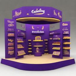 Design a Cadbury display stand inspired by Ramadan with dimensions 240x160x150 cm. Incorporate Islamic shapes, glass materials, soft lighting, and shelves adorned with Ramadan lanterns, creating a captivating haven for chocolate enthusiasts.