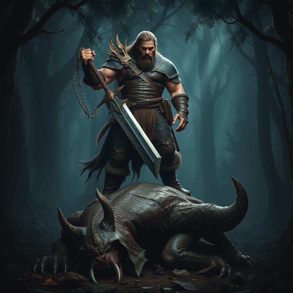 A tall human warrior, standing six feet and weighing eighty kilos, dressed in rugged leather armor