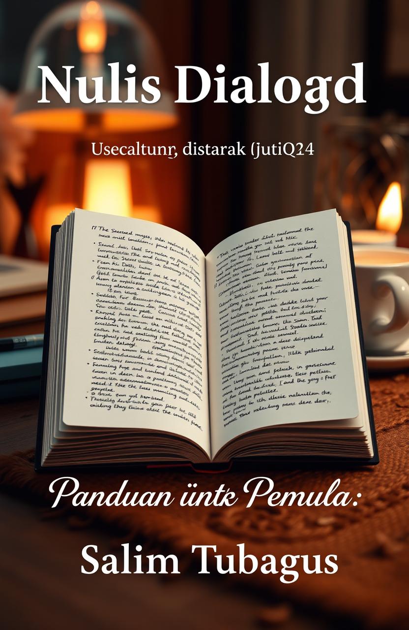 A book cover design for 'Nulis Dialog Novel: Panduan untuk Pemula' by Salim Tubagus