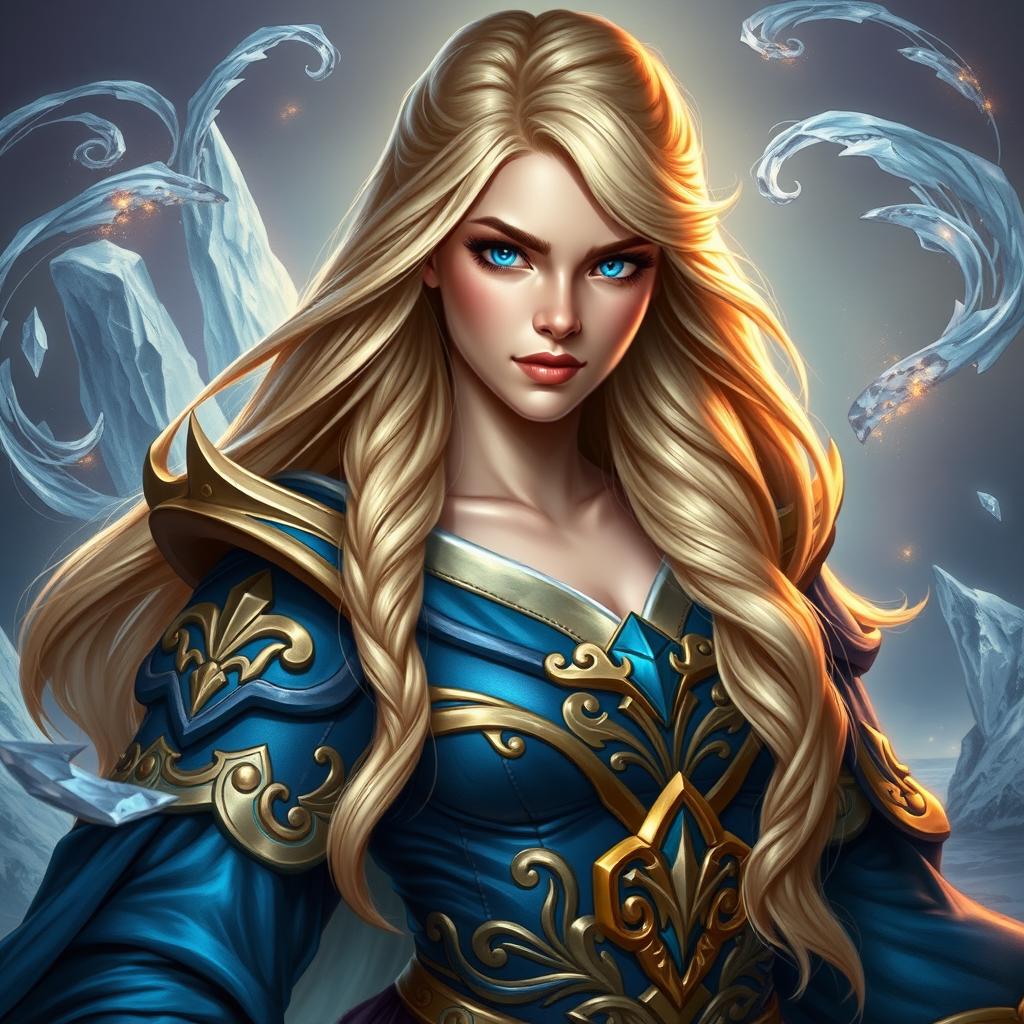 A detailed portrait of Jaina Proudmoore, the powerful sorceress from the World of Warcraft universe