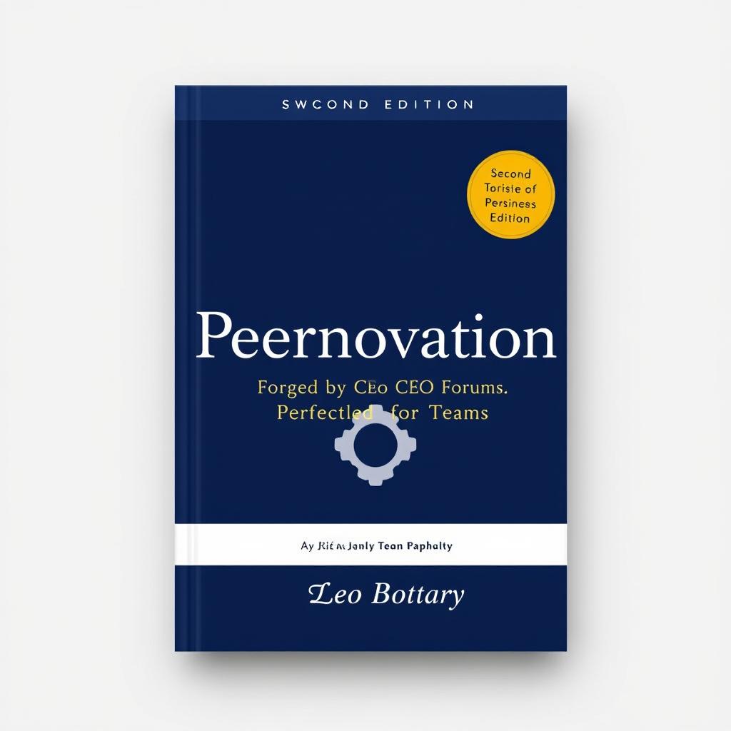 A sophisticated and eye-catching cover design for the second edition of the business book 'Peernovation: Forged by CEO Forums