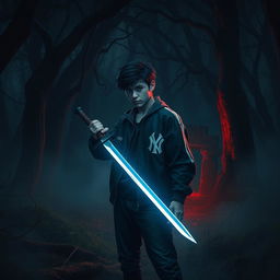 A dark and twisted forest, with tall trees whose branches create threatening shapes in the dim light