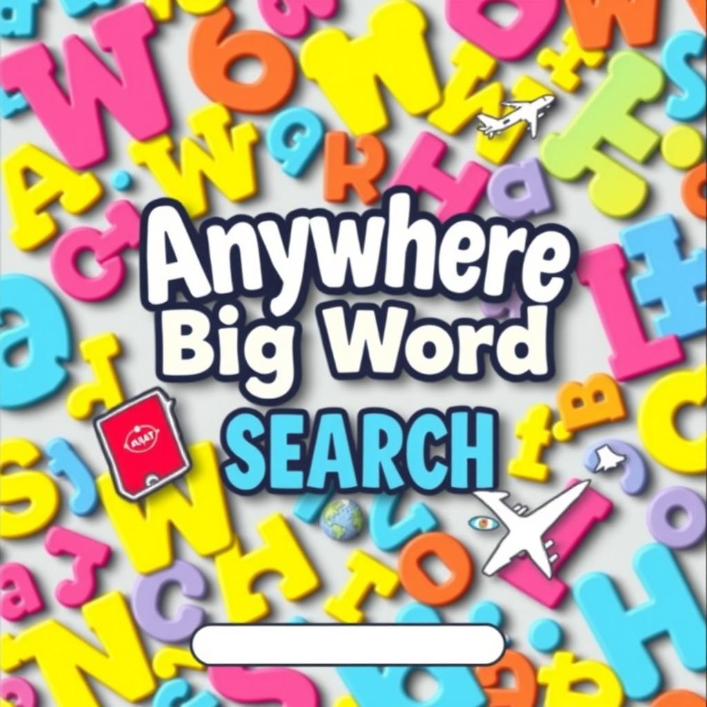 A captivating book cover for a word search book titled 'Anywhere Big Word Search'