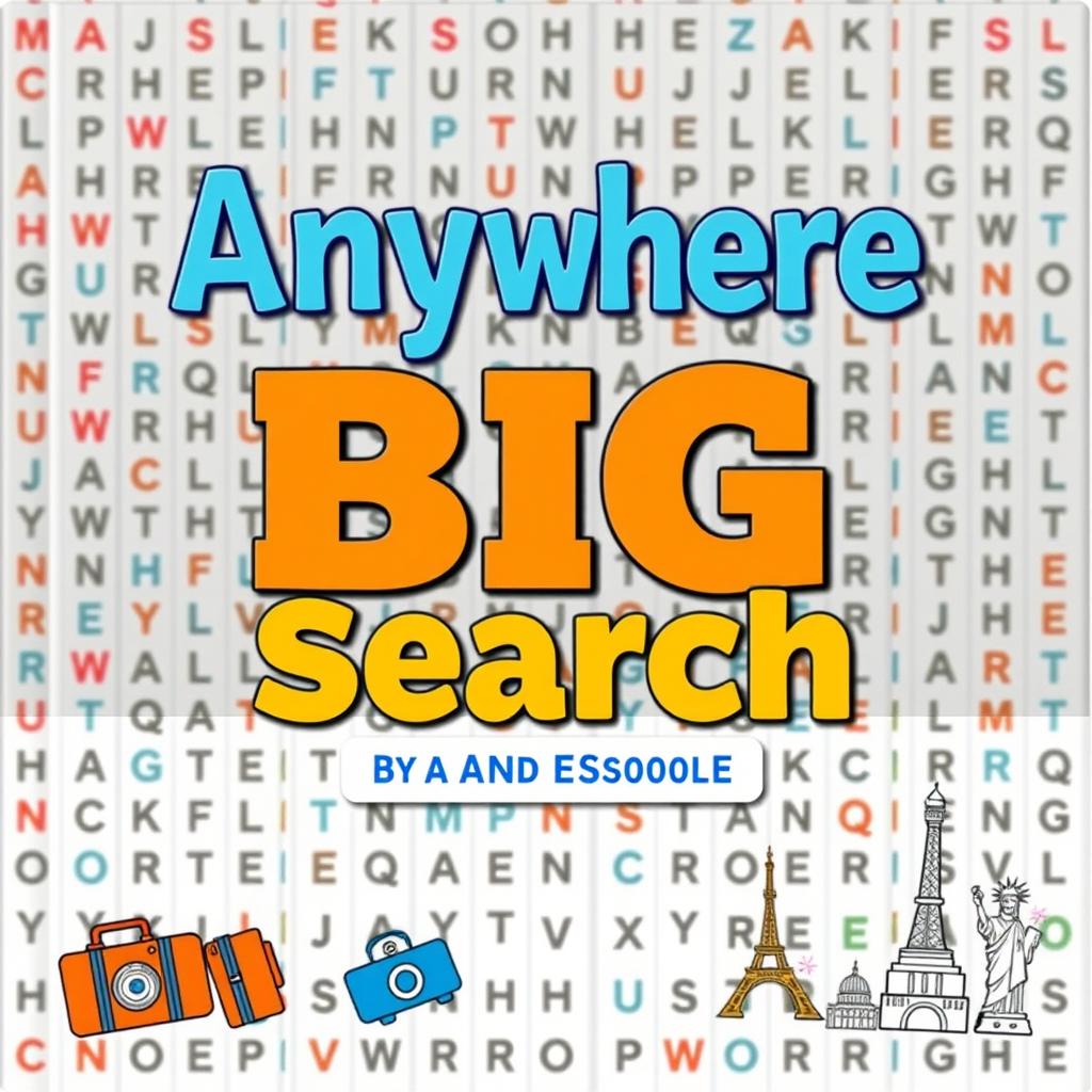 An appealing book cover for a word search book titled 'Anywhere Big Word Search'
