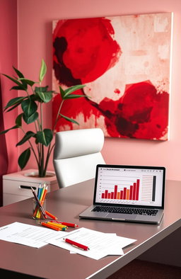 A psychological assessment scene showcasing social awareness, set against a maroon and red color palette