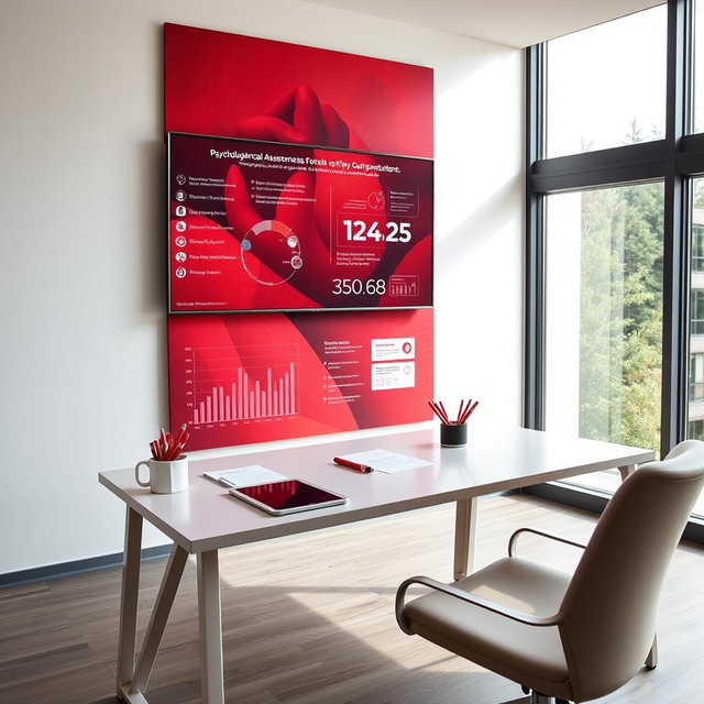 A modern psychological assessment scene focused on social awareness, featuring a maroon and red color theme