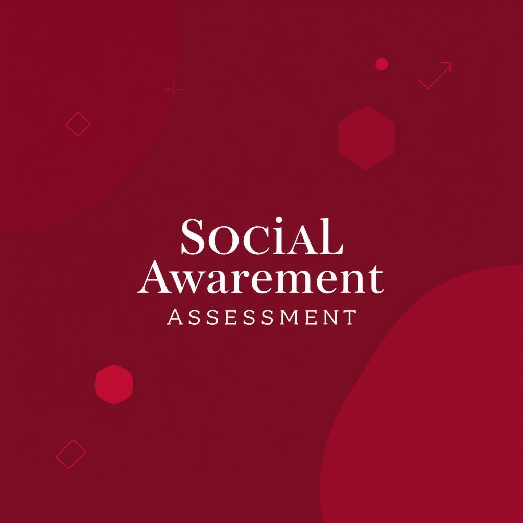 A modern cover page for a psychological assessment focused on social awareness, featuring a striking maroon and red color theme