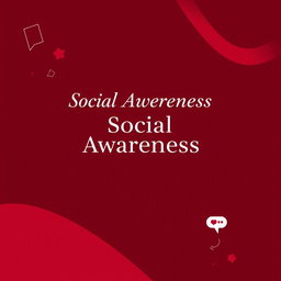 A modern cover page for a psychological assessment focused on social awareness, featuring a striking maroon and red color theme