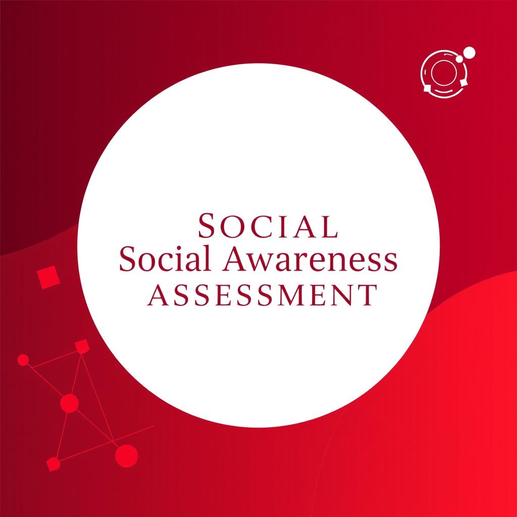 A modern cover page for a psychological assessment focused on social awareness, designed in a rich maroon and red color theme