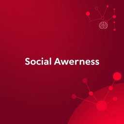 A modern cover page for a psychological assessment titled 'Social Awareness', showcased with a rich maroon and various shades of red theme