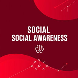 A modern cover page for a psychological assessment titled 'Social Awareness', showcased with a rich maroon and various shades of red theme
