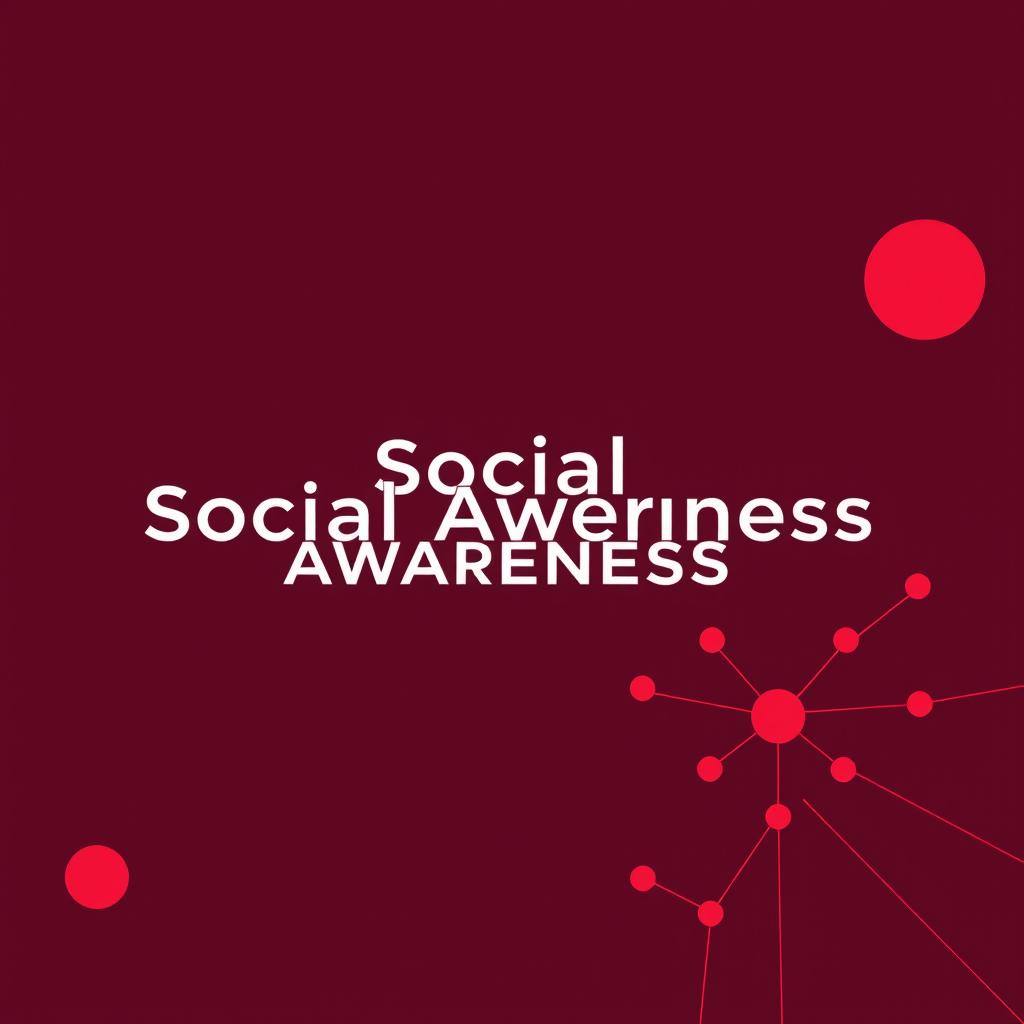 A modern cover page for a psychological assessment titled 'Social Awareness', showcased with a rich maroon and various shades of red theme