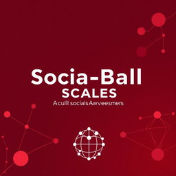 A modern cover page for a psychological assessment titled 'Socia-Ball Scales' focused on social awareness, designed with a rich maroon and various shades of red