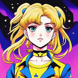 The image is a high-quality representation of an 80s anime girl, reminiscent of the Sailor Moon art style