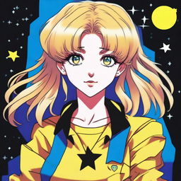 The image is a high-quality representation of an 80s anime girl, reminiscent of the Sailor Moon art style