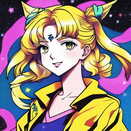 The image is a high-quality representation of an 80s anime girl, reminiscent of the Sailor Moon art style