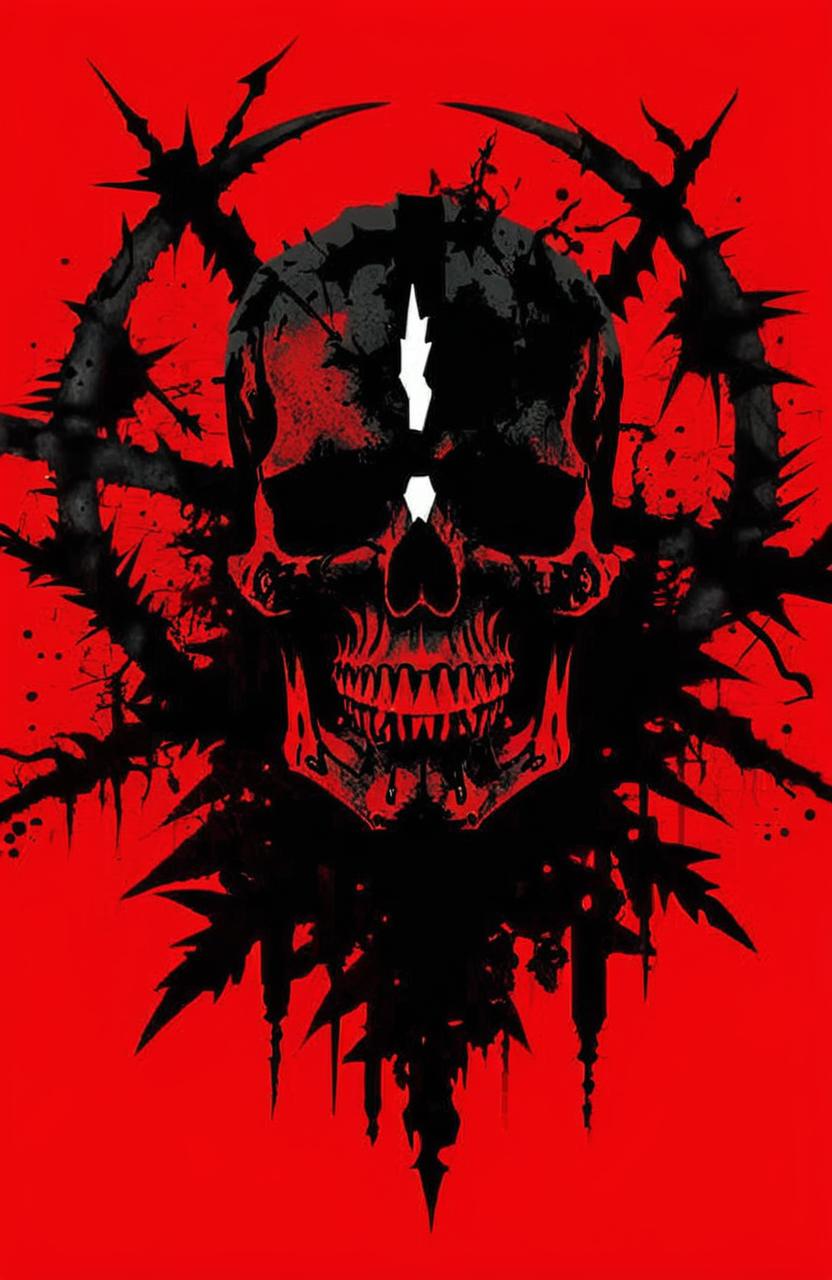 Eerie Elegance: Dramatic Skull Art with Blood Splatter