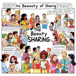 An A4 size comic page illustrating the theme "The Beauty of Sharing"