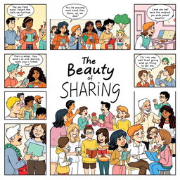 An A4 size comic page illustrating the theme "The Beauty of Sharing"