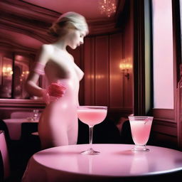 This high-resolution digital art image, shot with a Reflex Nikon, captures an intriguing scene inside a Parisian bistrot