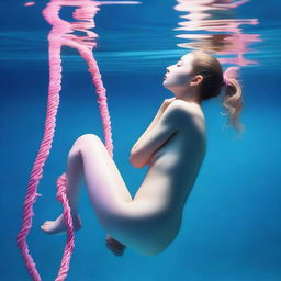 This high-resolution digital art image, captured with the precision of a Reflex Nikon, presents a young woman swimming underwater in various poses